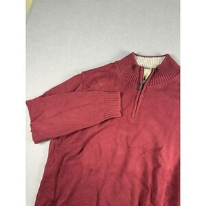 LL Bean Mens XXL Tall Burgundy Cotton Quarter Zip Pullover Sweater 287737